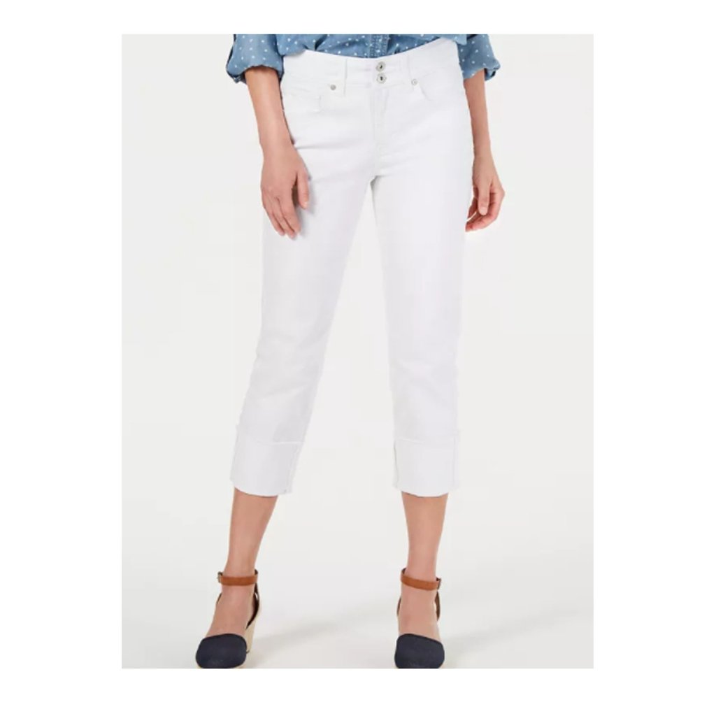 Style  Co Cuffed Capri Size 14p White